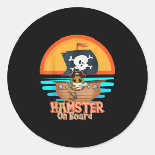 Sticker Rond Hamster À Bord Pirate Funny I Love Hamster