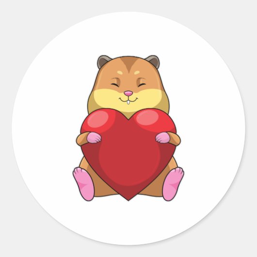 Sticker Rond Hamster au coeur (Devant)