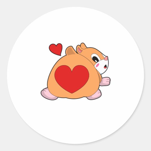 Sticker Rond Hamster au coeur (Devant)