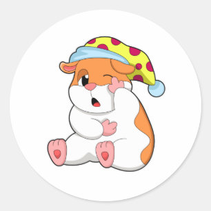 Sticker Rond Hamster au coucher avec tête de lit