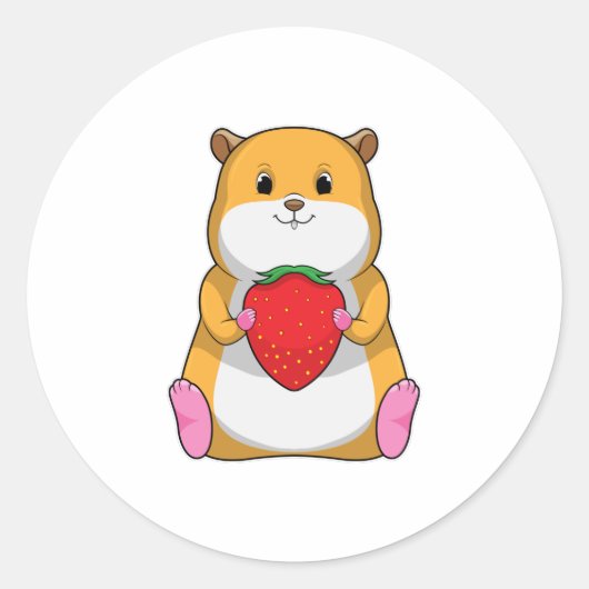 Sticker Rond Hamster aux fraises (Devant)
