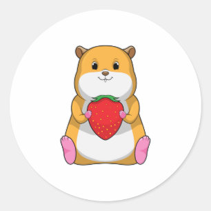 Sticker Rond Hamster aux fraises