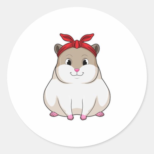 Sticker Rond Hamster avec Bandana (Devant)