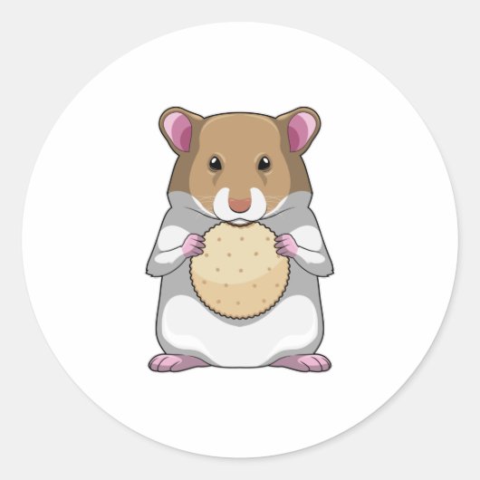 Sticker Rond Hamster avec biscuit (Devant)