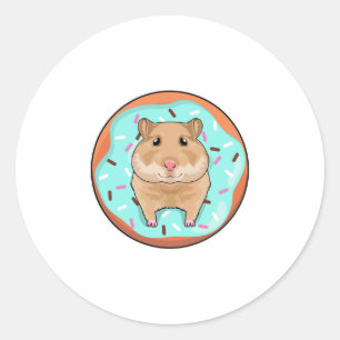 Sticker Rond Hamster avec Donut