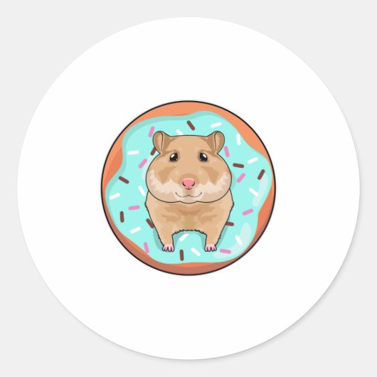 Sticker Rond Hamster avec Donut (Devant)