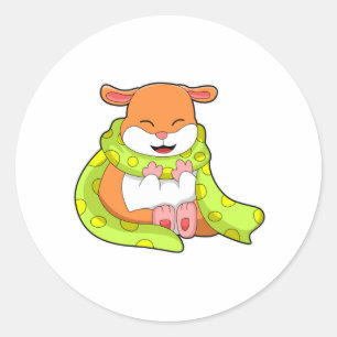 Sticker Rond Hamster avec Écharpe