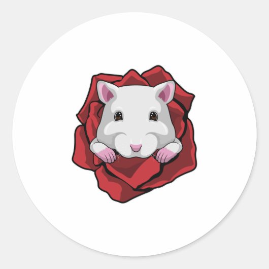 Sticker Rond Hamster avec Rose (Devant)