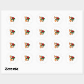 Sticker Rond Hamster avec Rose à fleurs (Feuille)