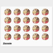 Sticker Rond Hamster blanc d'hiver mangeant une feuille d'autoc (Feuille)