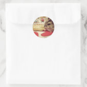 Sticker Rond Hamster blanc d'hiver mangeant une feuille d'autoc (Sac)