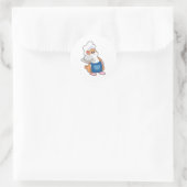 Sticker Rond Hamster comme cuisinier avec Plateau (Sac)