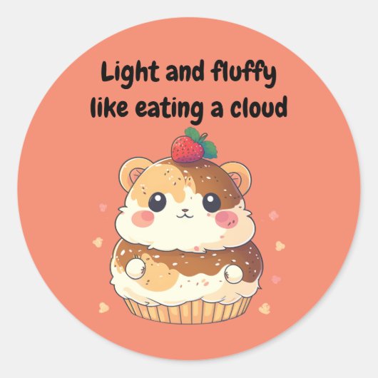 Sticker Rond Hamster Cream Puff - Léger et Fluffy (Devant)