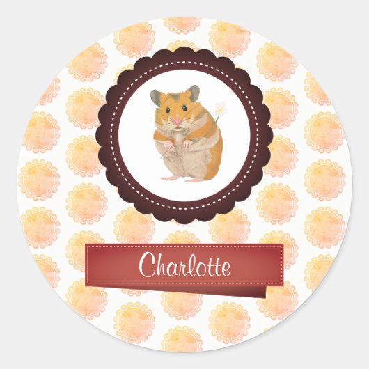 Sticker Rond Hamster de filles rouges et roses (Devant)