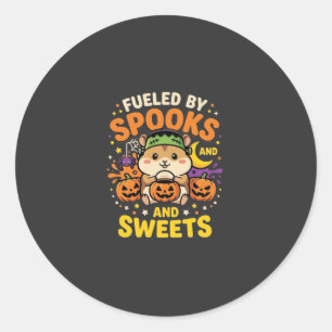Sticker Rond Hamster d'Halloween alimenté par les fantômes et l