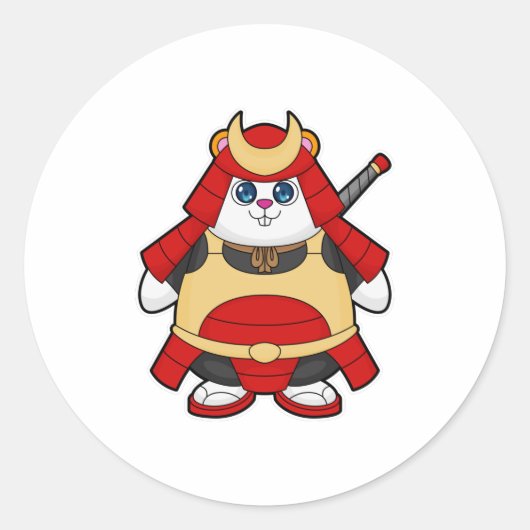 Sticker Rond Hamster en guerrier avec Armor (Devant)