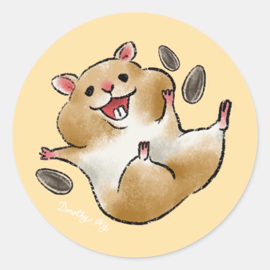 Sticker Rond Hamster Heureux (Devant)