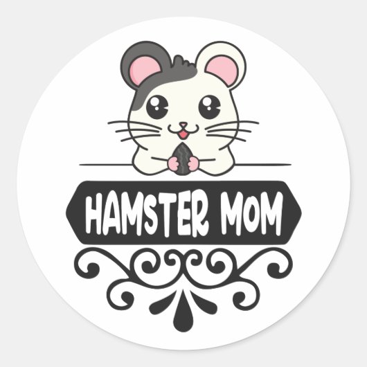 Sticker Rond Hamster maman amoureux des animaux mignons (Devant)
