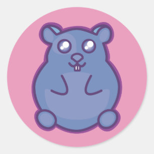 Sticker Rond Hamster pourpre