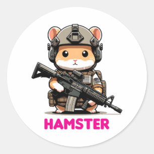 Sticker Rond Hamster tactique