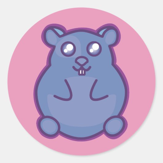 Sticker Rond Hamster violet (Devant)
