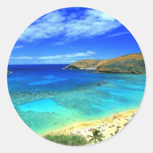 Sticker Rond Hanauma Bay Beach Aloha ! (Devant)