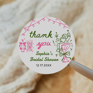 Sticker Rond Hand Drawn Christmas Bridal Shower