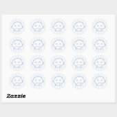 Sticker Rond Hand-Drawn Shell Coastal Wedding Monogram (Feuille)