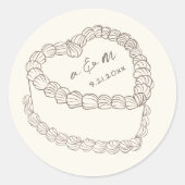 Sticker Rond Hand Drawn Vintage Cake Wedding (Devant)