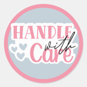 Sticker Rond Handicap Avec Soin - Fragile
