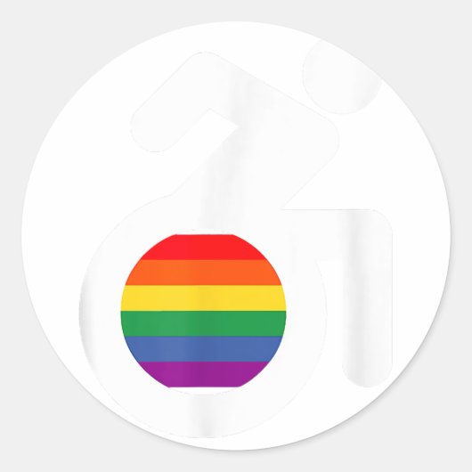 Sticker Rond Handicap et gay LGBT fauteuil roulant (Devant)