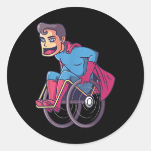 Sticker Rond Handicap Handicap Amputé Superhero I en fauteuil r