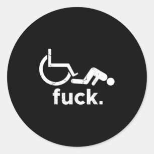 Sticker Rond Handicap Humour en fauteuil roulant Mème amusant -