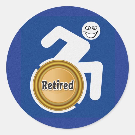 Sticker Rond Handicapés à la retraite (Devant)