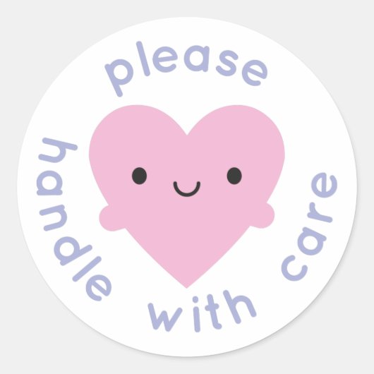 Sticker Rond Handle Avec Soin Kawaii Coeur (Devant)