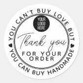 Sticker Rond Handmade can't buy Love happiness mail business (Devant)