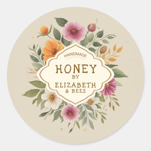 Sticker Rond Handmade Honey (Devant)