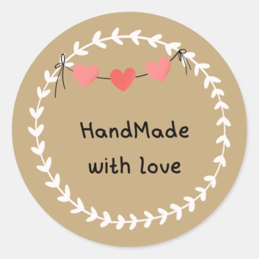 Sticker Rond handmade with love (Devant)