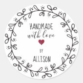 Sticker Rond Handmade with Love Personalized Artisan / Craft (Devant)