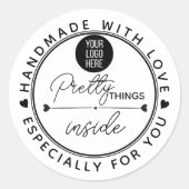 Sticker Rond Handmade With Love pretty things inside parcel  (Devant)