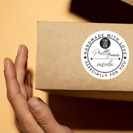 Sticker Rond Handmade With Love pretty things inside parcel 