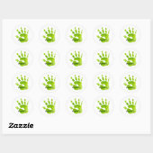 Sticker Rond Handprint Kids Green Hand Name Timeless Sweet (Feuille)
