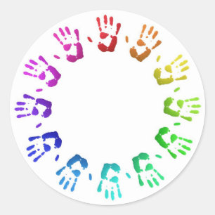 Sticker Rond Handprints colorés