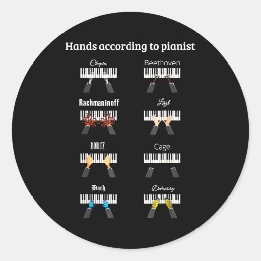 Sticker Rond Hands According To Anists Ano Clical Music Instrum (Devant)