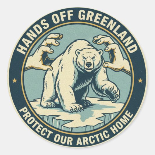 Sticker Rond Hands Off Greenland Polar Bear  (Devant)