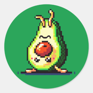 Sticker Rond Handstand Avocat : Amusement Fitness 8 bits