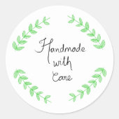 Sticker Rond Handwritten Handmade With Care (Devant)