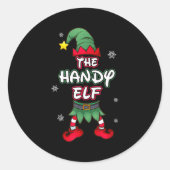Sticker Rond Handy Elf Christmas Pajamas Pjs Matching Family Gr (Devant)
