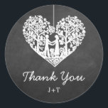Sticker Rond Hanging Heart Tree Chalkboard Mariage Collection<br><div class="desc">Ces autocollants de mariage ont un arbre suspendu romantique, et bientôt être mari et femme, qui est sculpté en forme de coeur. L'arrière - plan de l'effet tableau de bord rend ces autocollants parfaits pour tout couple qui planifie un mariage moderne chic. Ces autocollants peuvent facilement être customisés pour répondre...</div>
