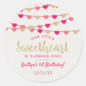 Sticker Rond Hanging Love Hearts Petit Amoureux Anniversaire (Devant)